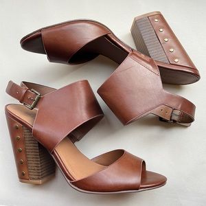 INDIGO RD. Caramel Tan Studded Slingback Block Heels Size 9